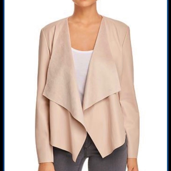 ** SOLD ** Brand New Bagatelle Blush Pink Faux Leather Drape Front Jacket. M - Picture 1 of 10